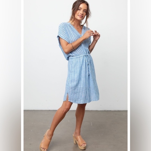 Rails Women’s Emma Linen Blend Dress Drawstring St. Germaine Stripe Blue XS - Picture 1 of 7